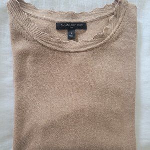 Banana Republic Women's Washable Forever Scallop Crew Neck Sweater